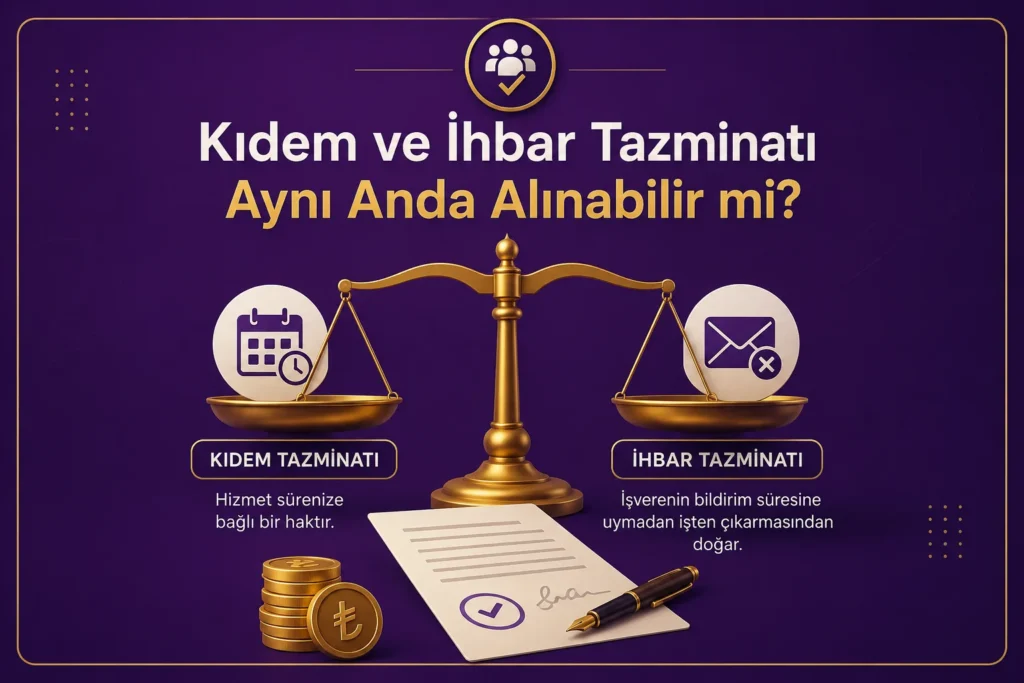 Kıdem ve ihbar tazminatının aynı anda alınabileceğini gösteren görsel
